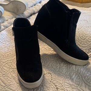 Brash Black Wedge Sneakers